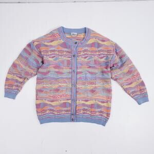 Purely Australian Clothing Co 100% Wool Knit Cardigan Jacket Sz L Relaxed Fit 3D